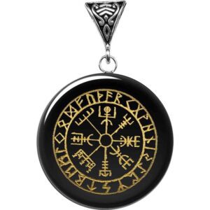 Viking Vegvisir Obsidian Pendant