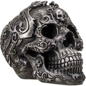 Silver Baroque Skull Statue