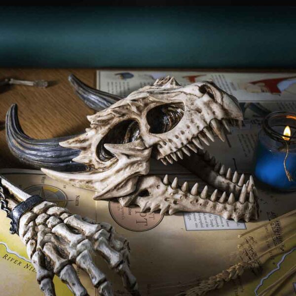 Roaring Dragon Skull Statue