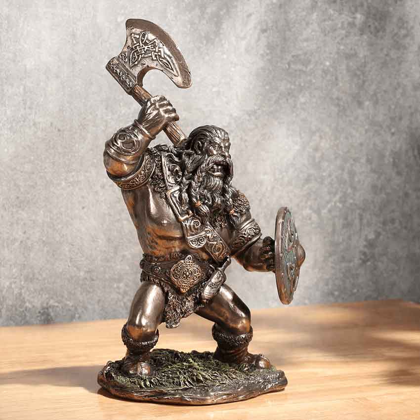 Cartoon Viking Warrior with Axe Statue