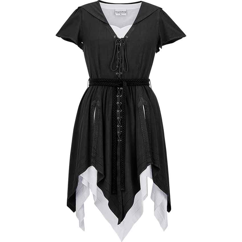 knee length dresses for ladies GINA LACE UP DENIM HOODED MINI DRESS – AKIRA main image 0