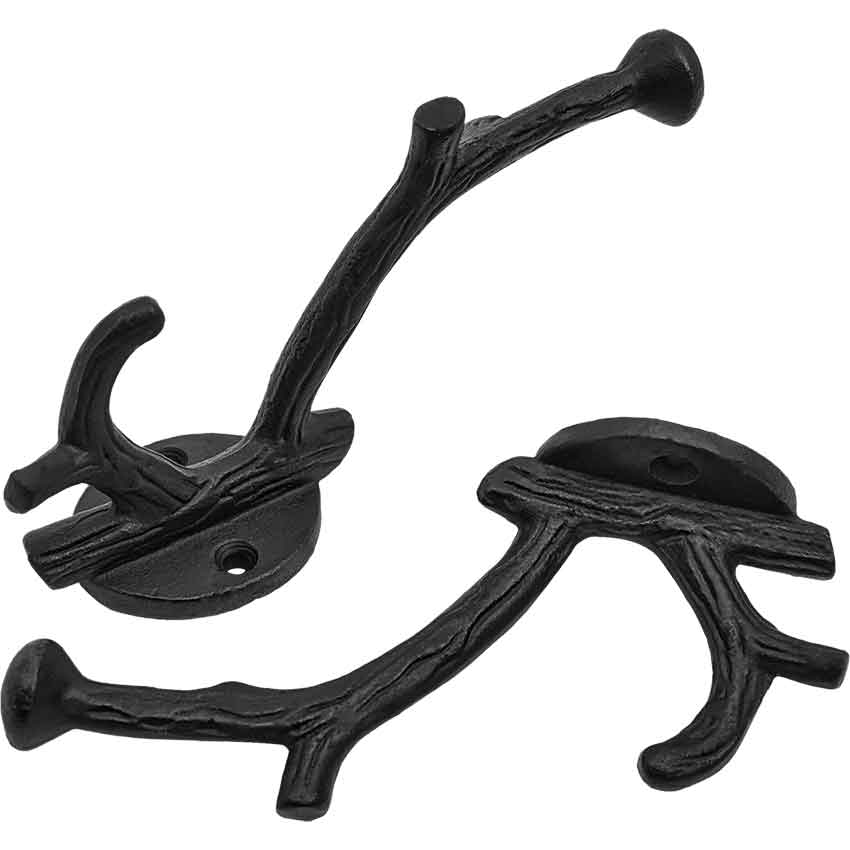 Cast Iron Branch Wall Hook - Set of 2 - Medieval Collectibles