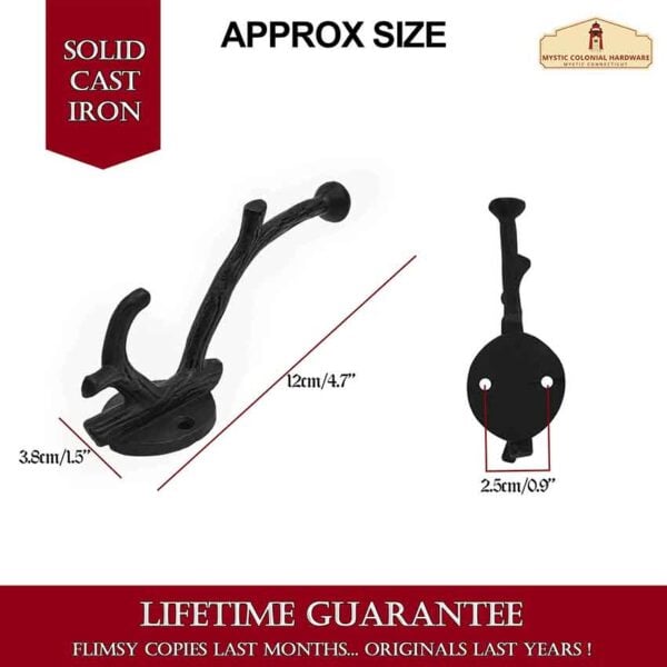 Cast Iron Branch Wall Hook - Set of 2