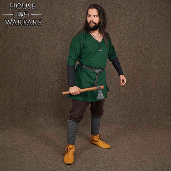 Canvas Viking Leg Wraps with Brooches - Grey