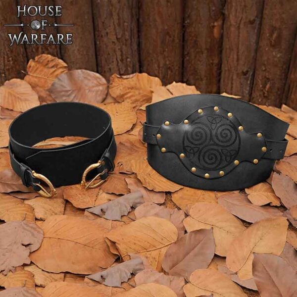 Celtic Warrior Wide Waist Belt - Black