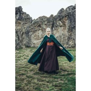 Alma Embroidered Wool Cloak - Green