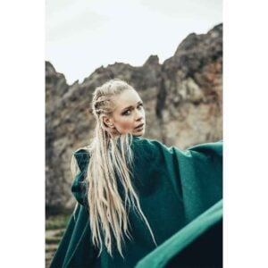 Alma Embroidered Wool Cloak - Green