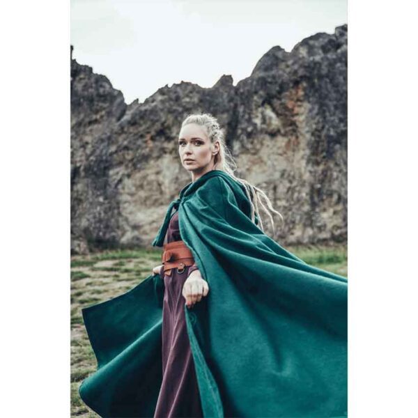 Alma Embroidered Wool Cloak - Green