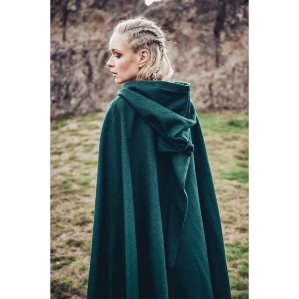Alma Embroidered Wool Cloak - Green