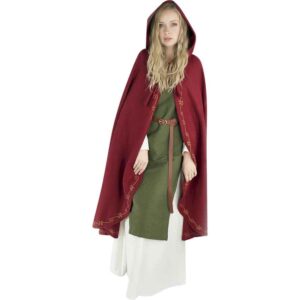 Asidis Hand Embroidered Wool Cloak - Red