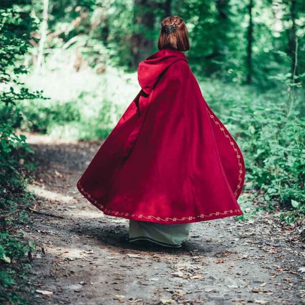 Asidis Hand Embroidered Wool Cloak - Red