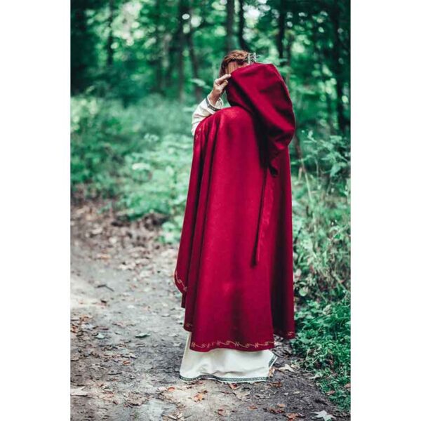 Asidis Hand Embroidered Wool Cloak - Red