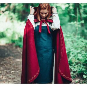 Asidis Hand Embroidered Wool Cloak - Red