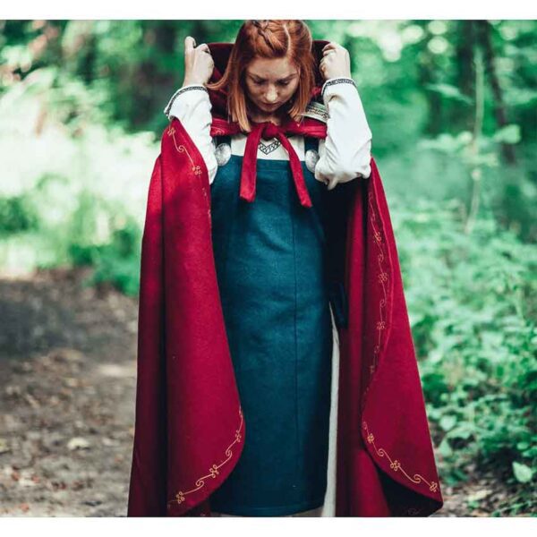 Asidis Hand Embroidered Wool Cloak - Red