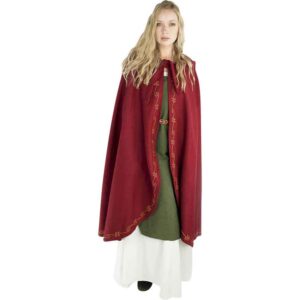 Asidis Hand Embroidered Wool Cloak - Red
