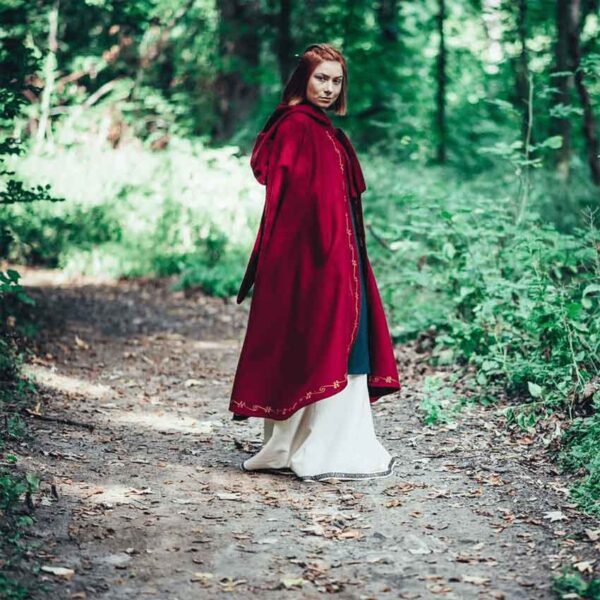 Asidis Hand Embroidered Wool Cloak - Red
