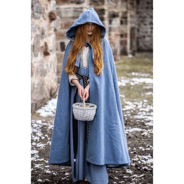 Mila Hooded Medieval Cloak - Dove Blue