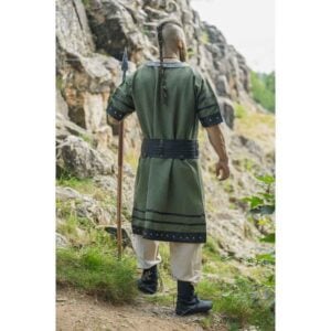 Rollo Leather Trim Viking Tunic - Green