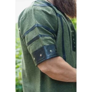 Rollo Leather Trim Viking Tunic - Green
