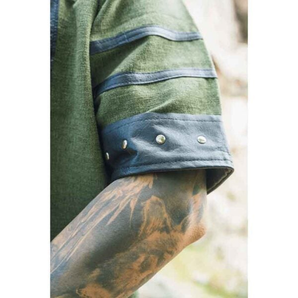 Rollo Leather Trim Viking Tunic - Green