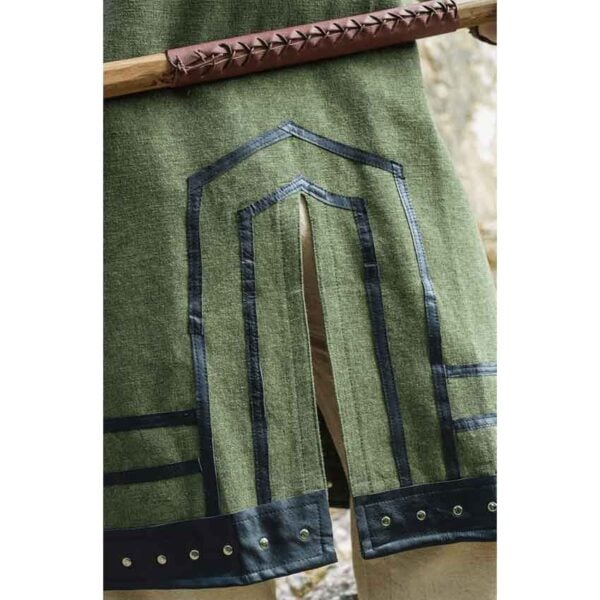 Rollo Leather Trim Viking Tunic - Green