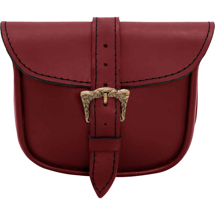 Knotwork Buckle Celtic Leather Belt Bag - Maroon