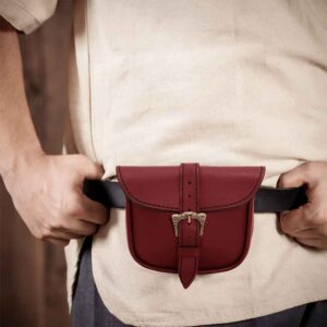 Knotwork Buckle Celtic Leather Belt Bag - Maroon