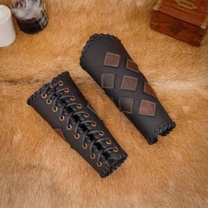 Fantasy Leather Bracers - Black