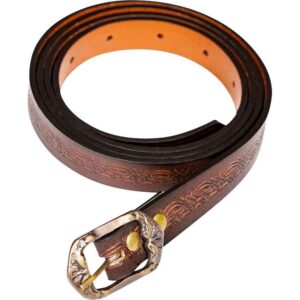 Embossed Fantasy Leather Belt - Brown