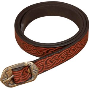 Celtic Knotwork Leather Belt - Brown