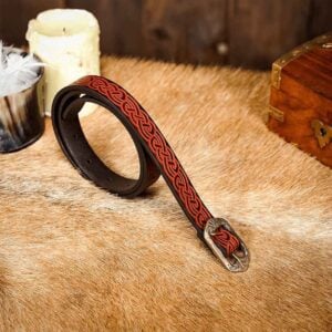 Celtic Knotwork Leather Belt - Brown