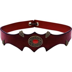 Fantasy Princely Leather Headband - Maroon