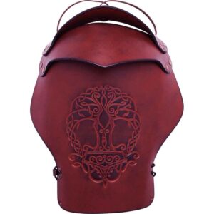 Tree of Life Leather Pauldrons - Maroon