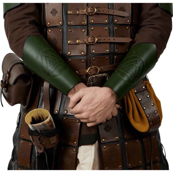 Warrior of the Realm Leather Bracers - Green