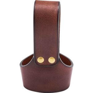 Leather Drinking Horn Holder - Brown
