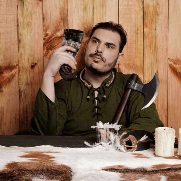 Viking Drinking Horn with Engraved Honeycomb