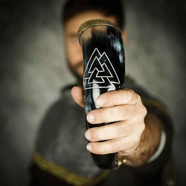 Viking Valknut Drinking Horn
