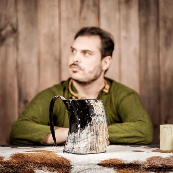 Large Viking Ox Horn Tankard Mug