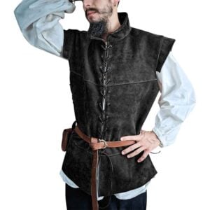 Diego Suede Leather Jerkin - Black