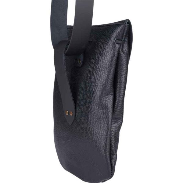 Adventurer's Leather Shoulder Bag - Black