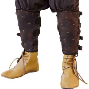 Fantasy Assassin Leather Greaves - Brown