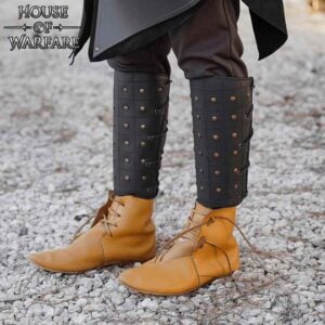 Jarl Studded Leather Viking Greaves - Black