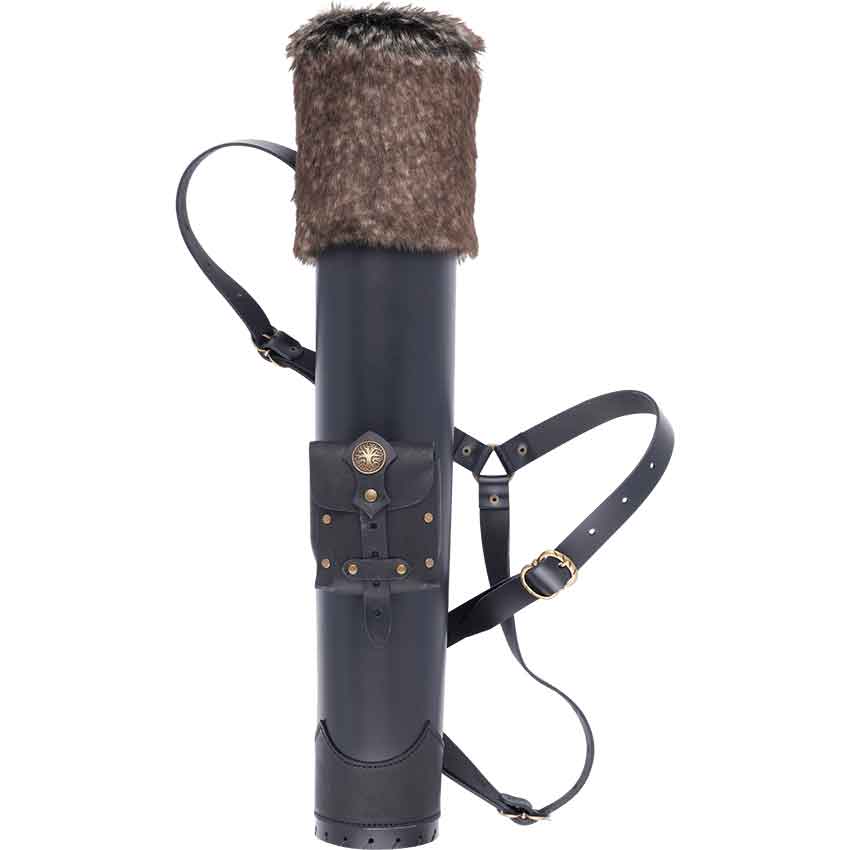 Cernunnos Leather Quiver with Cross Belt - Black