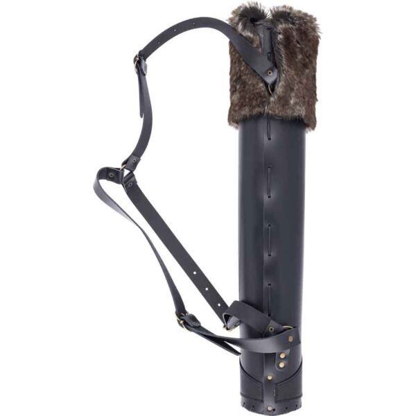 Cernunnos Leather Quiver with Cross Belt - Black