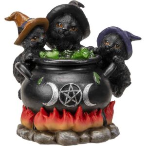 Witchy Kittens and Cauldron Statue