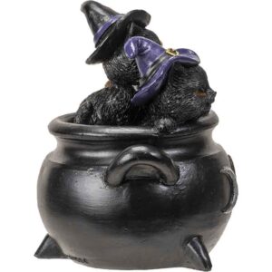 Black Kittens in Cauldron Statue
