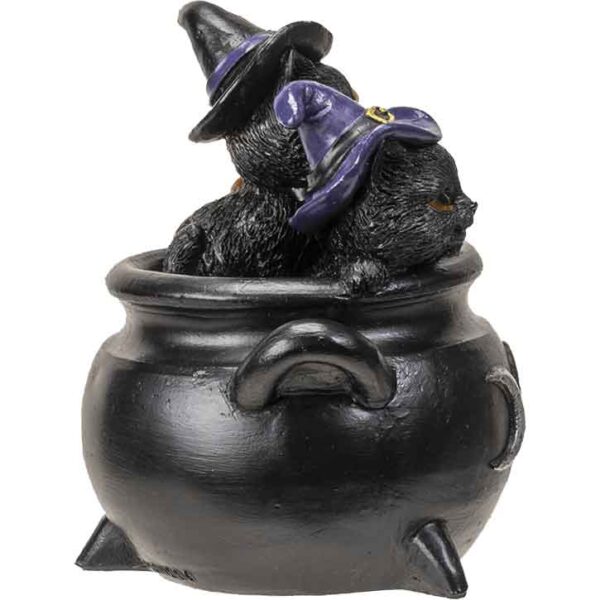 Black Kittens in Cauldron Statue