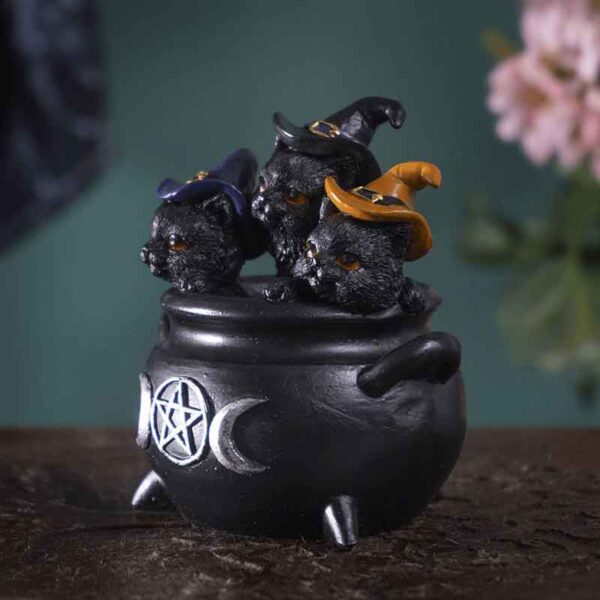 Black Kittens in Cauldron Statue