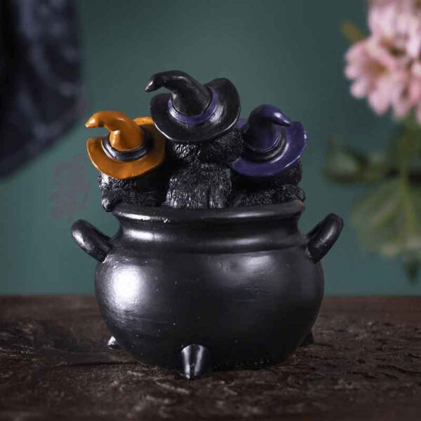 Black Kittens in Cauldron Statue