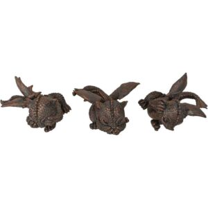 No Evil Baby Dragon Statue Set